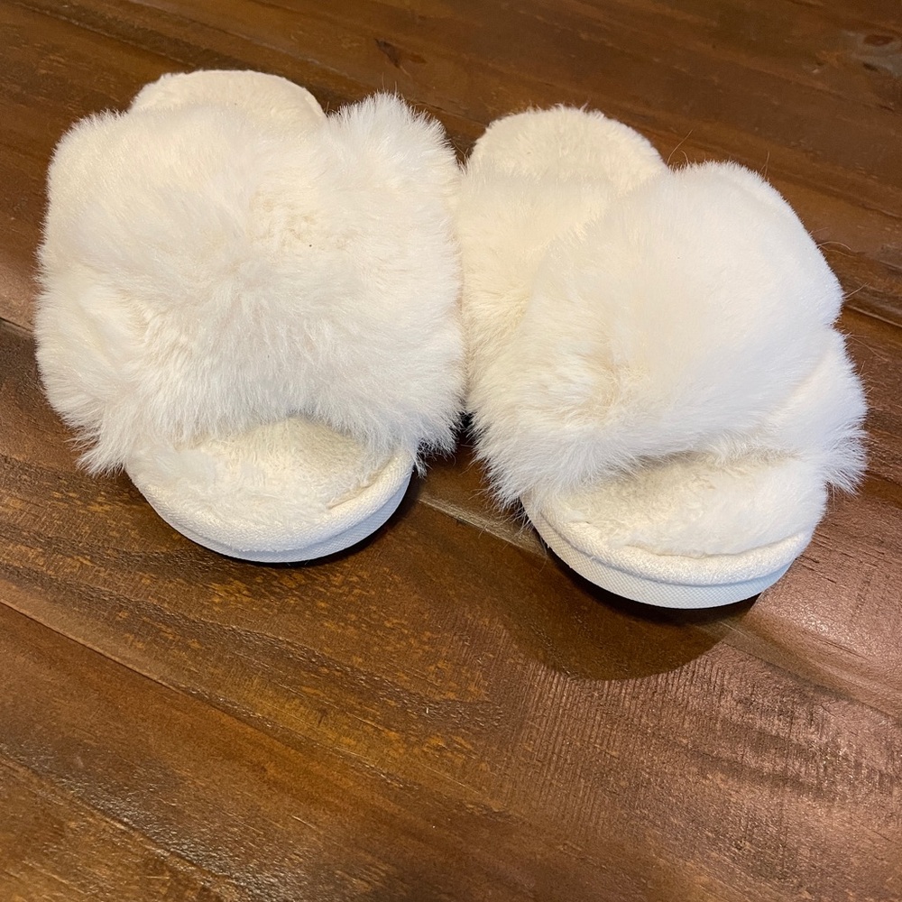 Fluffy White Slippers